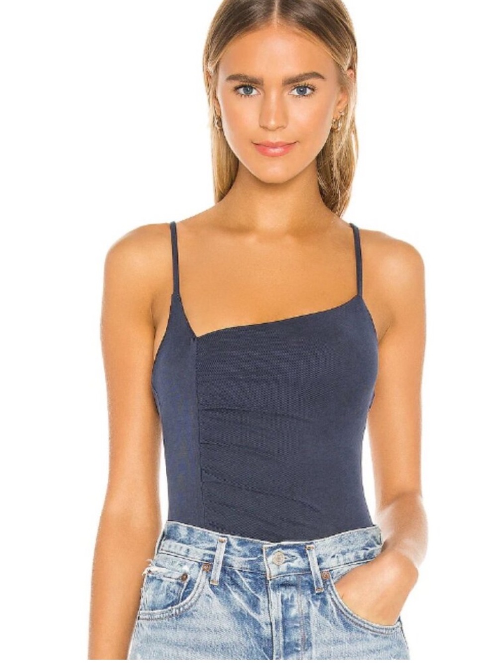 House of Harlow 1960 Navy Ruched Draped Bodysuit XS